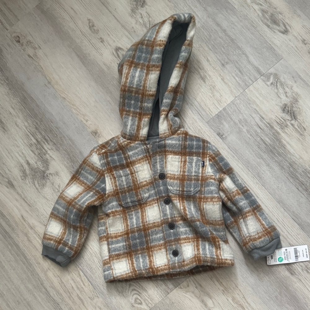 Plaid Hooded Pea Coat for Kids